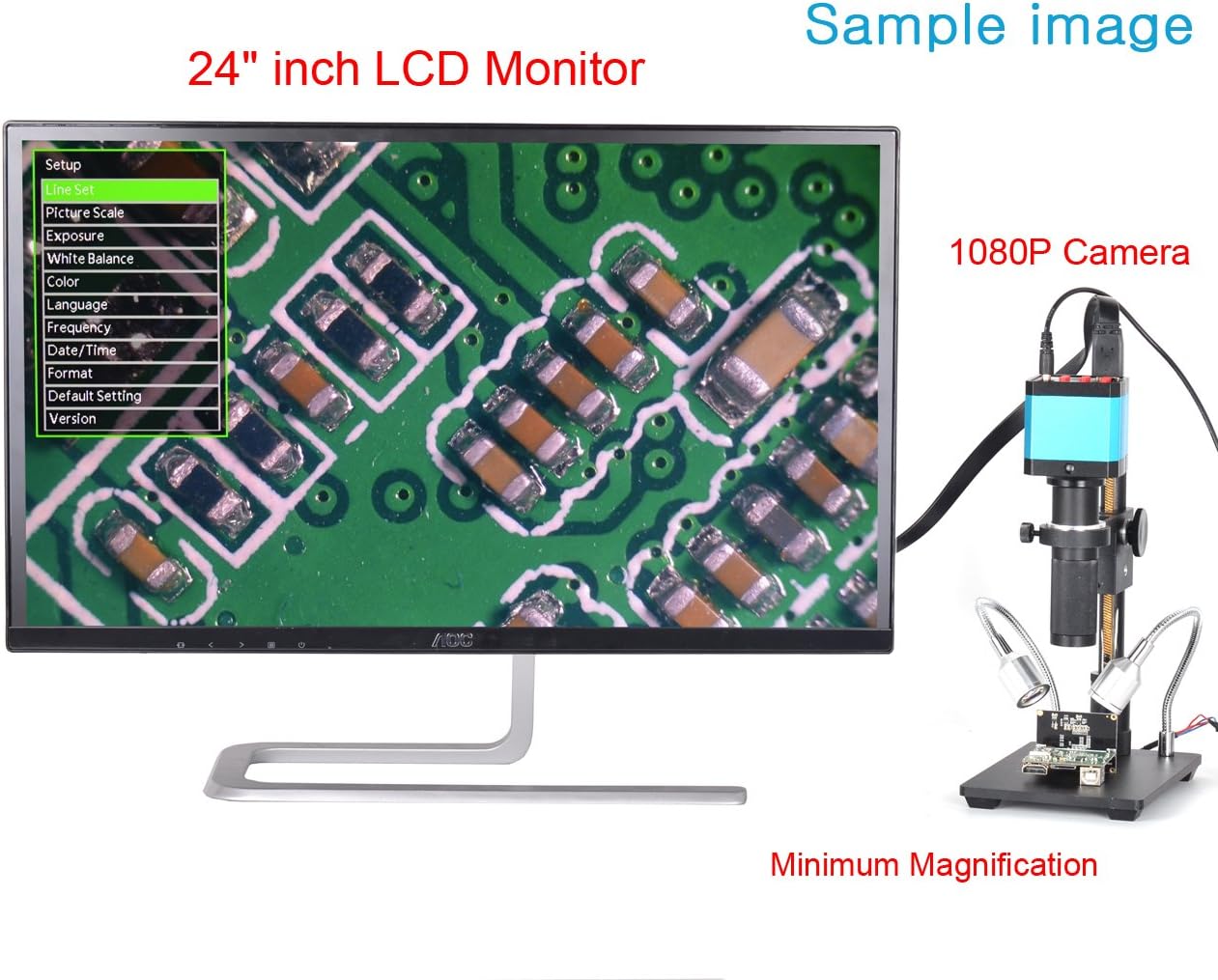 HAYEAR Full Set 14MP Industrial Digital Microscope Camera HDMI USB Outputs+180X C-Mount Lens+8 HD LCD Monitor+60 LED Illumination Light Lamp