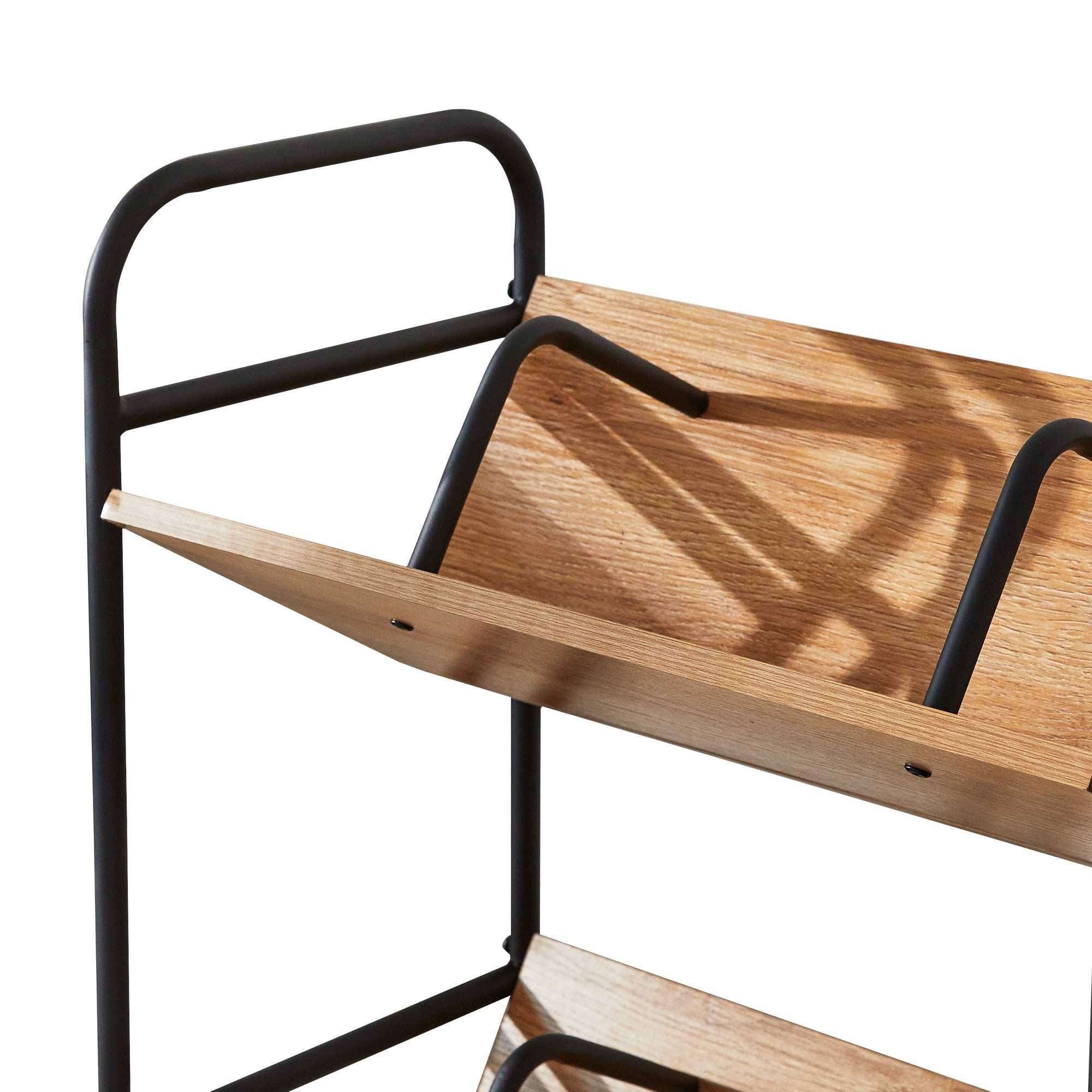 Querencia 2-Tier Wood Metal Double Sided Sloped Mobile Book Cart