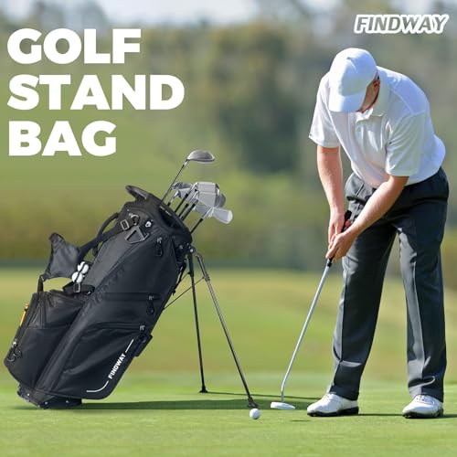 Findway 14 Way Golf Stand Bag, Lightweight Golf Bag with Stand for Men Women, Golf Club Carry Bag with Dual Strap, Full Length Dividers