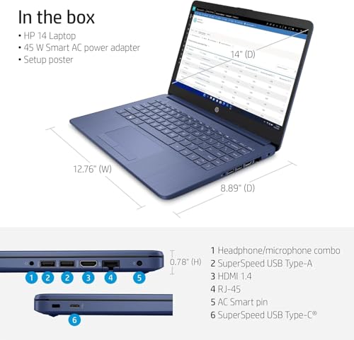 HP 14 Ultrabook • Intel 4-Core CPU • Back to School Limited Edition with Microsoft 365 • 32GB RAM • 1600GB Storage (64GB OnBoard withHP 512GB P500