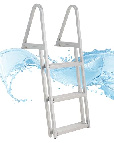 CO-Z 3 Step Removable Dock Ladder, Pontoon Boat Ladder with 350lb Load, Aluminum Swim Ladder with Wide Step & Nonslip Tread