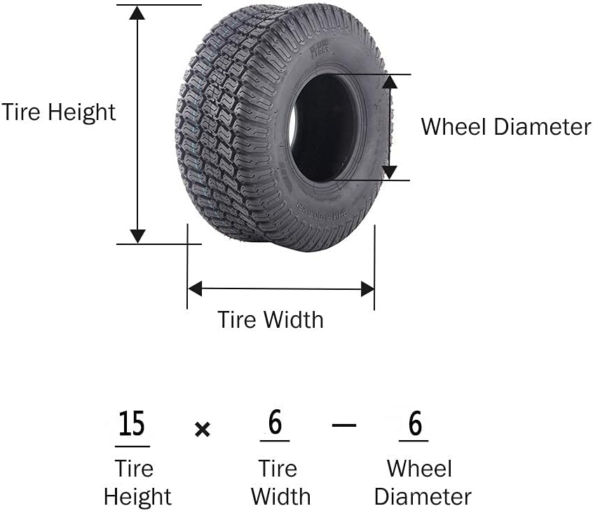 Set of 2 15x6.00-6 15x6x6 Lawn Mower Cart Turf Tires 4PR Load Range B Pack of 2