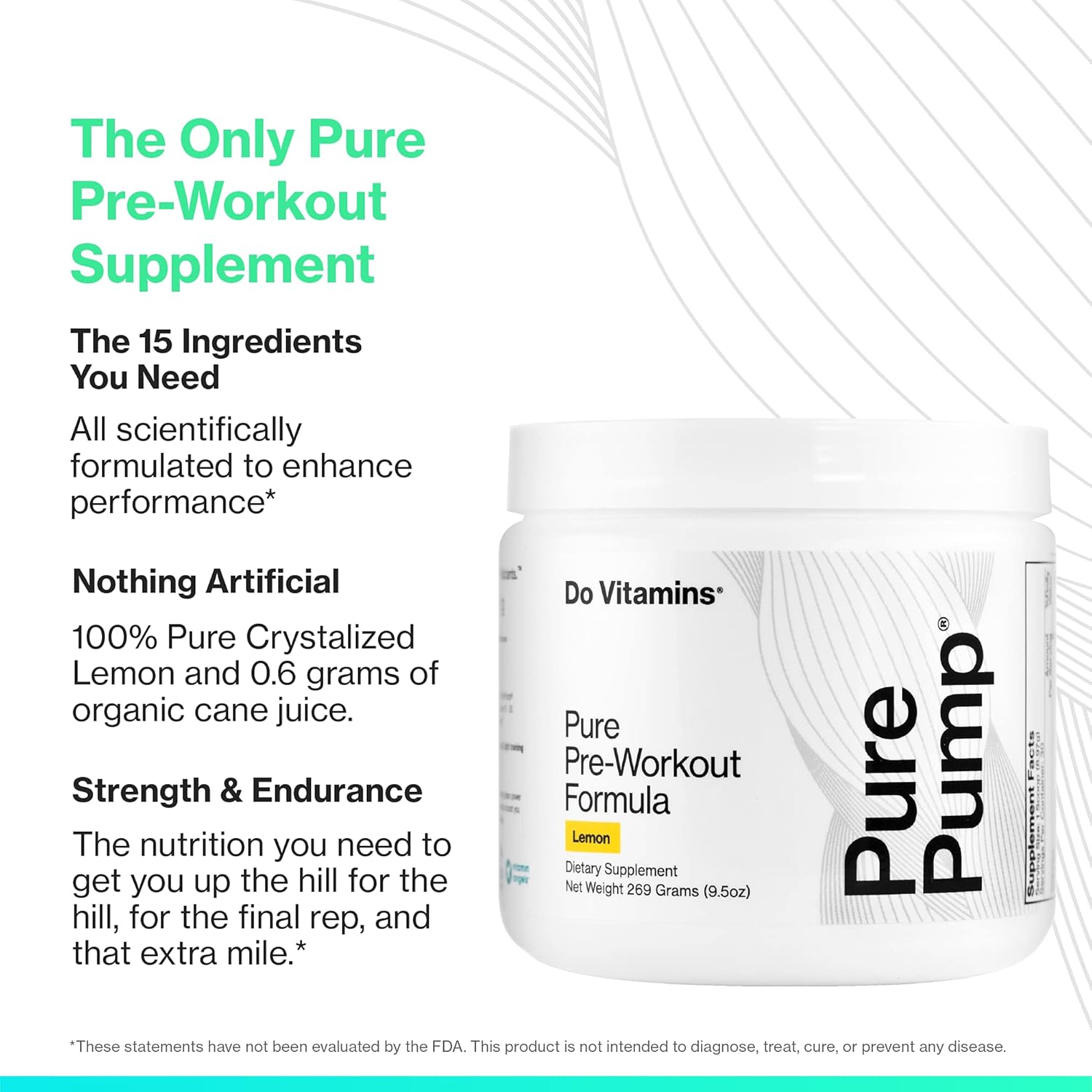 Do Vitamins PurePump - All-Natural Clean Preworkout Powder, Boost Energy, Focus, NO Pumps, Endurance, Keto, Vegan, Non-GMO, Third-Party Tested