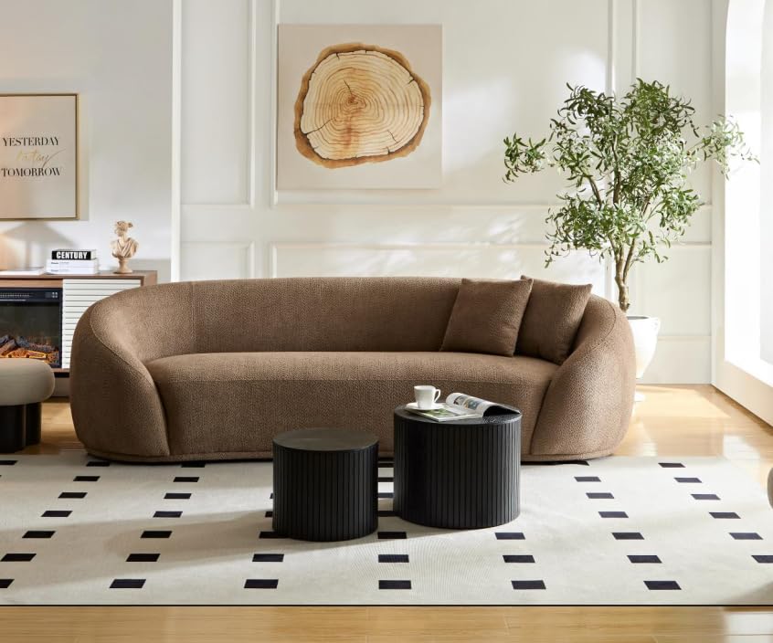 103.15" Curved Sofa Modern Curved Couch Living Room Oval Sectional Couch 3- seater Sofa Couch Luxury Boucle Sofas Couches for Living Room Apartment