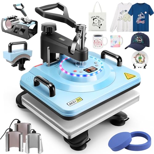 AKEYDIY Heat Press,15"x12" 8 in 1 Industrial Tshirt Press Machine
