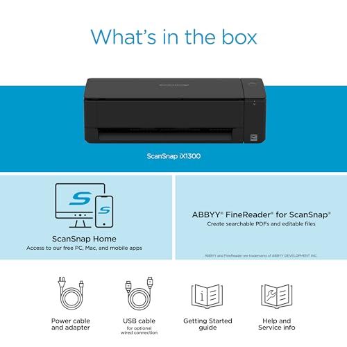 ScanSnap iX1300 Compact Wireless or USB Double-Sided Color Document