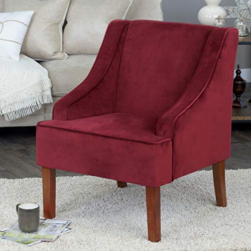 HomePop Velvet Swoop Arm Accent Chair, Suri Blue