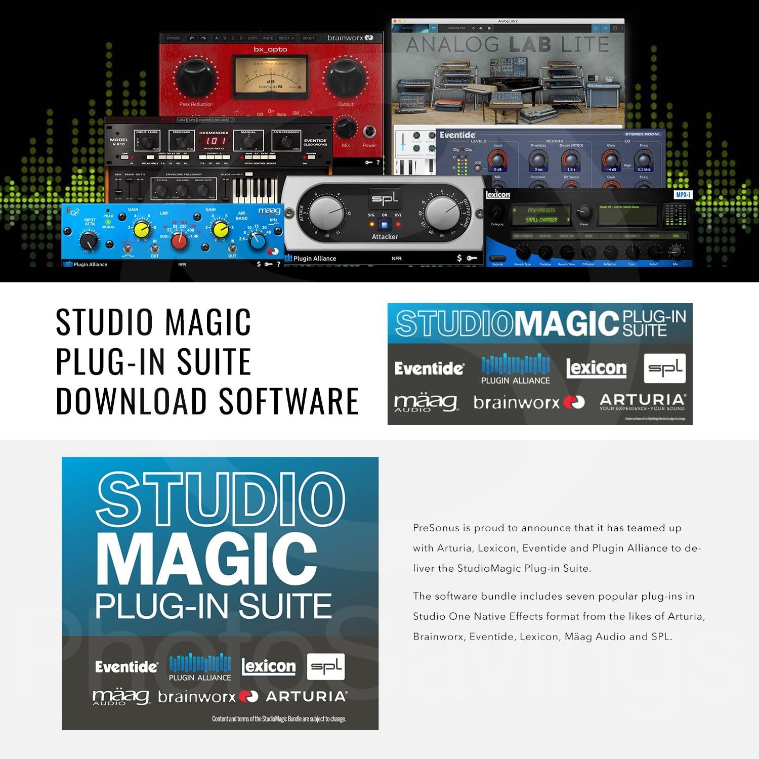 PreSonus AudioBox iTwo 2x2 USB Recording System with PreSonus Eris E3.5 Multimedia Reference Monitors, Samson Microphone, and Deluxe Bundle