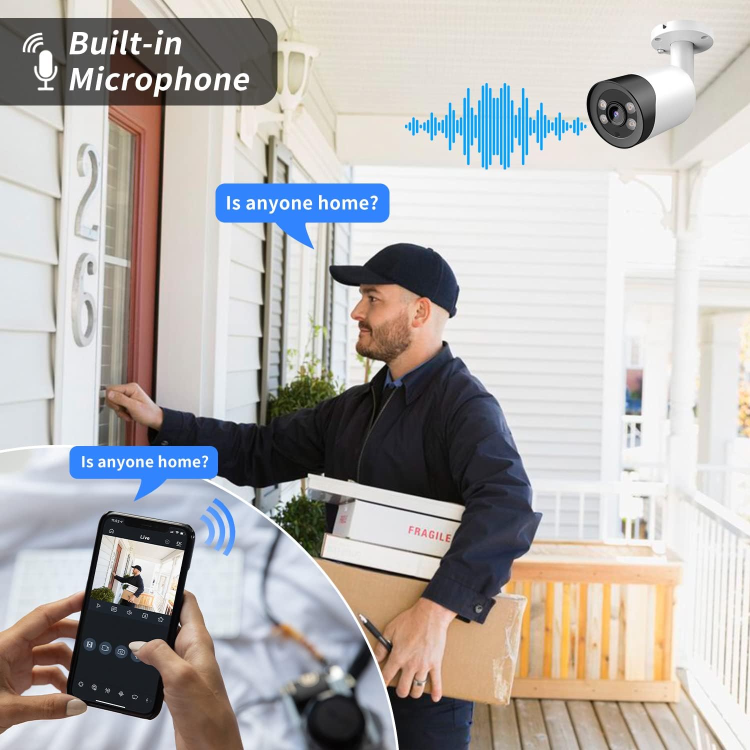 8MP Colorvu Camera Outdoor, Compatible for Hikvision, 2.8MM Lens with Full Color Night Vision, Built-in Mic, Smart Motion Detection