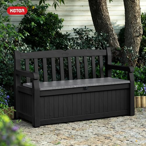 Keter Solana 70 Gallon Storage Bench Deck Box for Patio Storage
