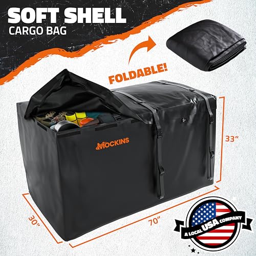 Mockins 40 Cubic Ft. Cargo Carrier Bag & 70"x30"x6" Folding Trailer Hitch Cargo Carrier Bundle