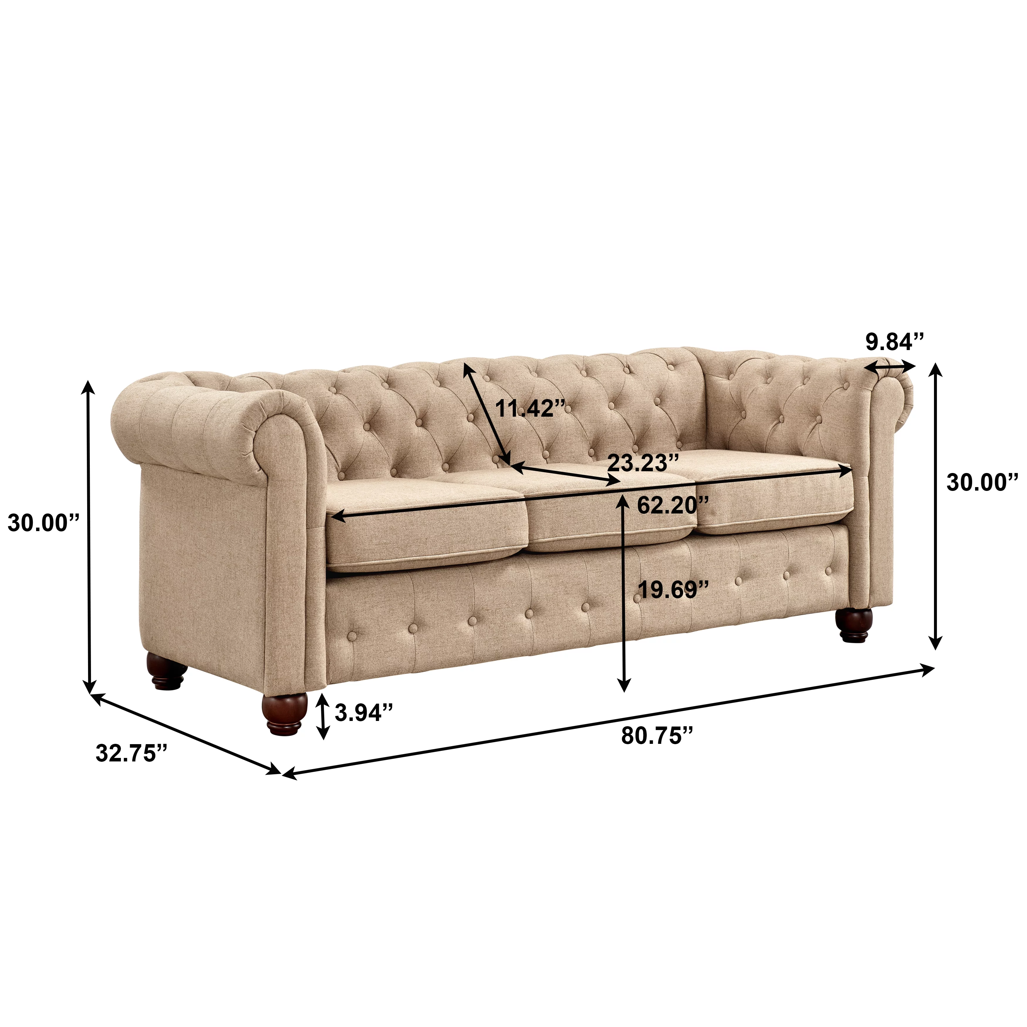 HomeFare Cream Living Room 3pc. Set