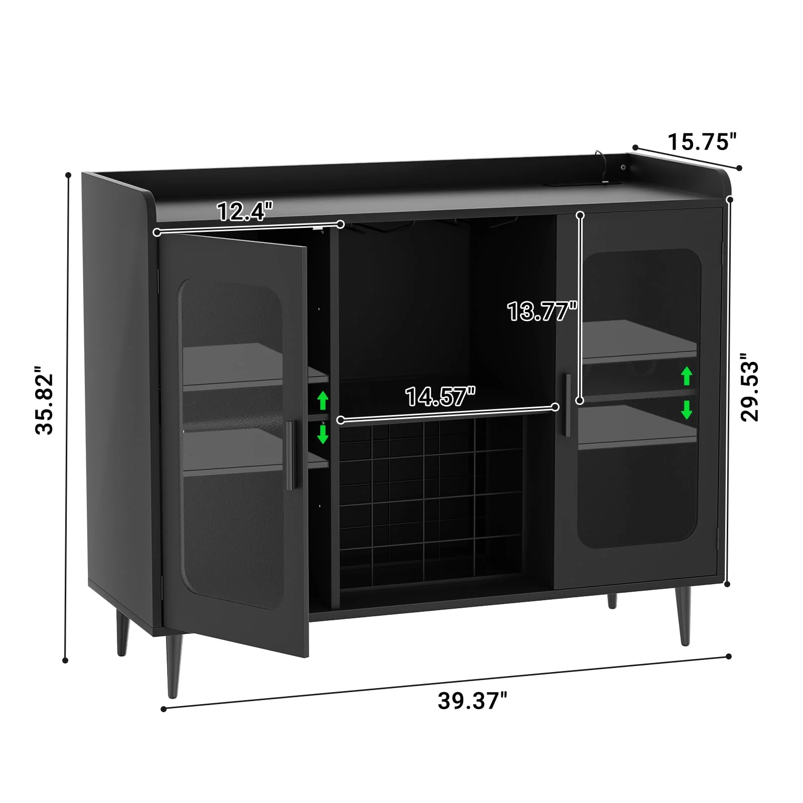 Homieasy Cabinet Bar with Power Outlet & LED Light, Wine Bar Cabinet with Wine and Glasses Rack, Home Coffee Bar Cabinet