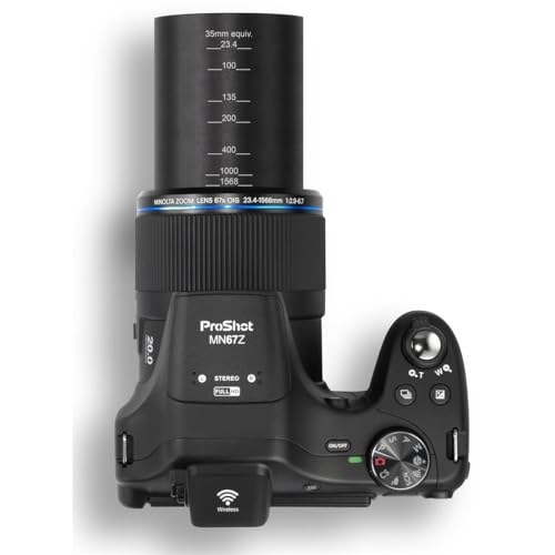 Minolta Pro Shot 20MP Digital Camera – 67x Optical Zoom, Full 1080p HD Video, Optical Image Stabilization, Wi-Fi, 3-inch Articulating LCD Screen