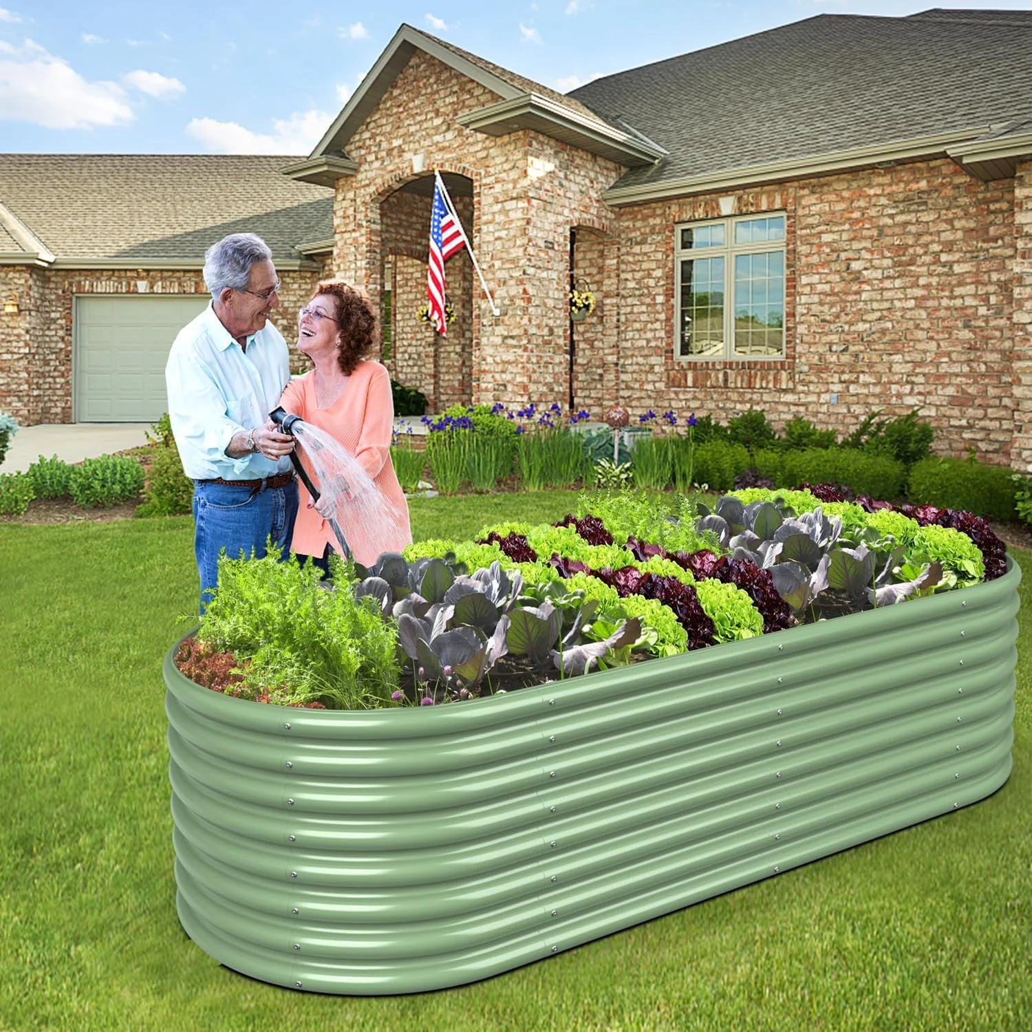 OGKBIR 8FT(L)×4FT(W)×2FT(H) Galvanized Raised Garden Bed Outdoor, Metal Raised Garden Beds for Flower, Raised Planter Box Outdoor for Herb