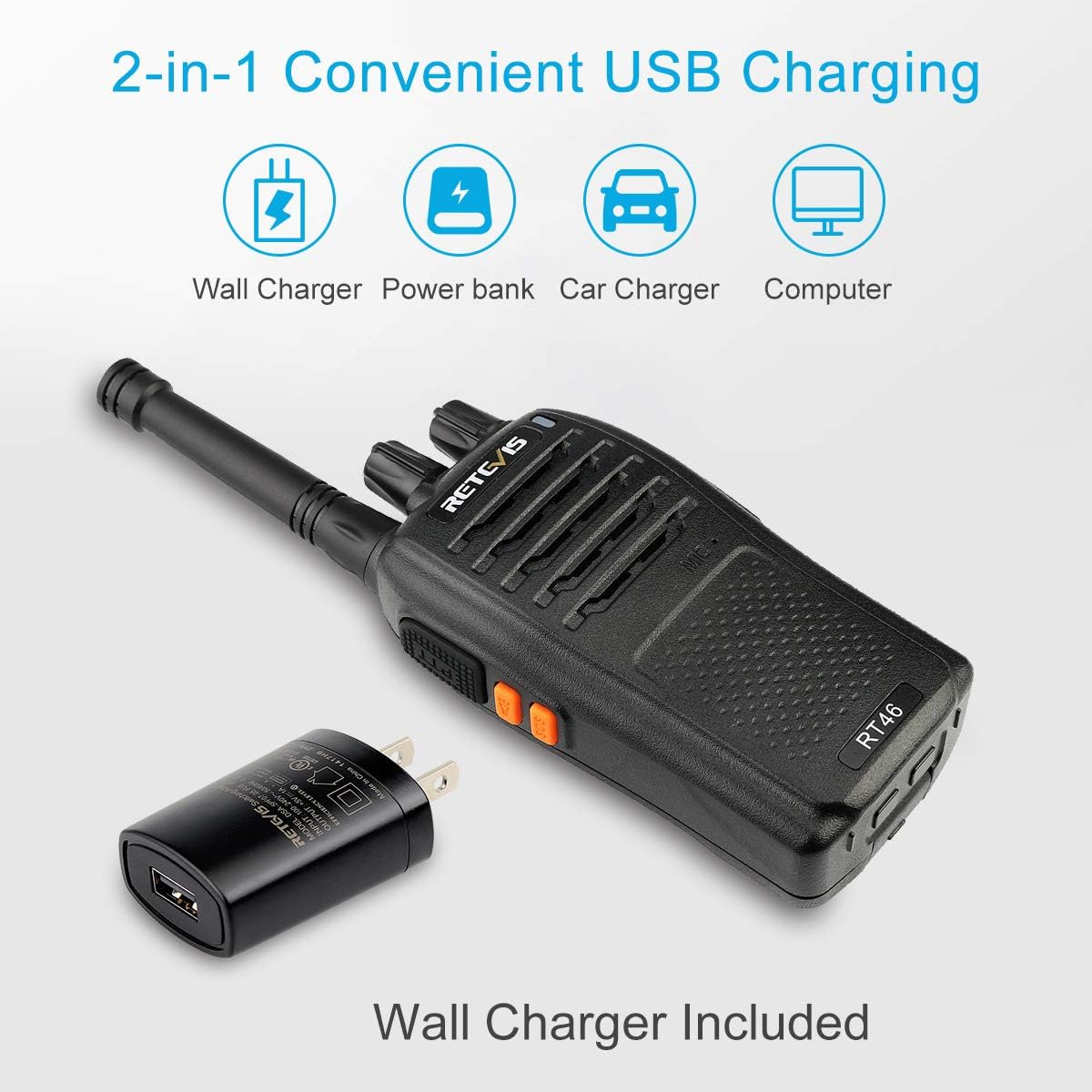 Retevis RT46 Mini Walkie Talkie, Small Two Way Radio with Headset, Portable Handheld Transceiver, Long Range Walky Talky Rechargeable for Family
