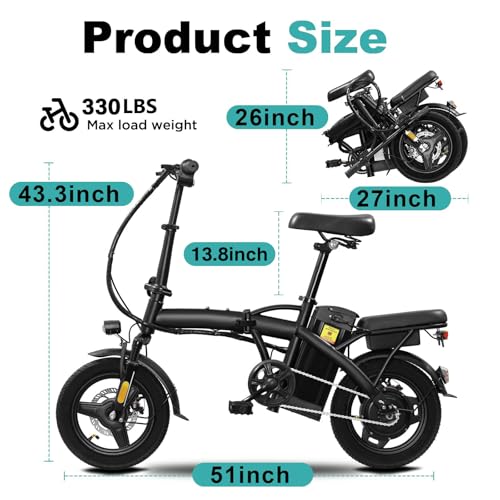 Electric Bike for Adults Teens, Commuter City Foldable ebike with 560W Motor and 48V Battery, 24MPH 3-Level Assist, Dual Disc Brakes