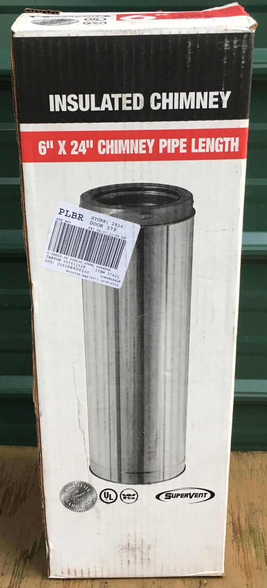 Supervent JSC6SA2 6x22 x 24x22 Stainless Steel Insulated Stove Chimney Pipe