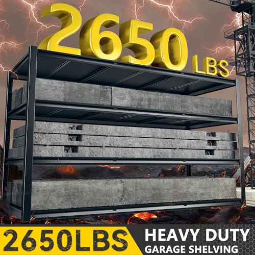 REIBII 60" W Garage Shelving 3000LBS Garage Shelving Heavy Duty Storage Shelves, 5 Tier Metal Shelves, Adjustable Industrial Shelf for Warehouse