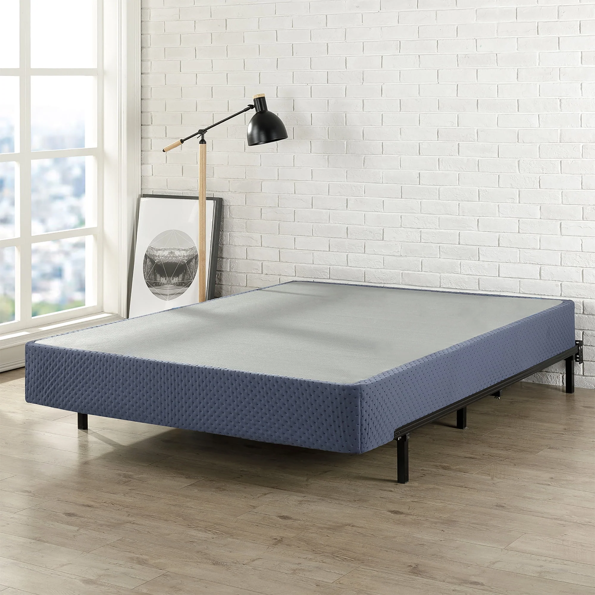 Mellow 9 Box Spring, Heavy Duty Steel, Easy Assembly, Navy, Queen