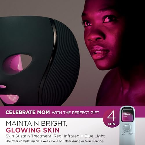 Shark CryoGlow LED Face Mask with Under-Eye Cooling, Anti-Ageing & Blemish Repair, Red & Blue LED, Infrared Light Therapy, USB-C, Remote Control