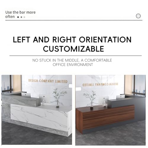 Reception Counter Desk, Minimalist L-Shaped Reception Desk with Counter, Drawers and Transaction Counter for Beauty Salon, Spa, Shop, Office (R