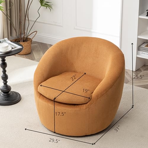 360 Swivel Accent Barrel Chair with Storage Ottoman & Headrest