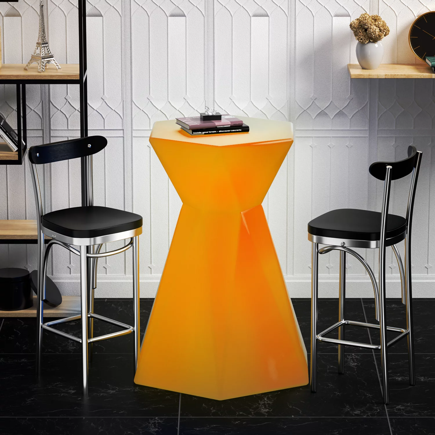 MoNiBloom Hexagonal Shape LED Light Up Bar Table, 16 Color Changing with Remote Control