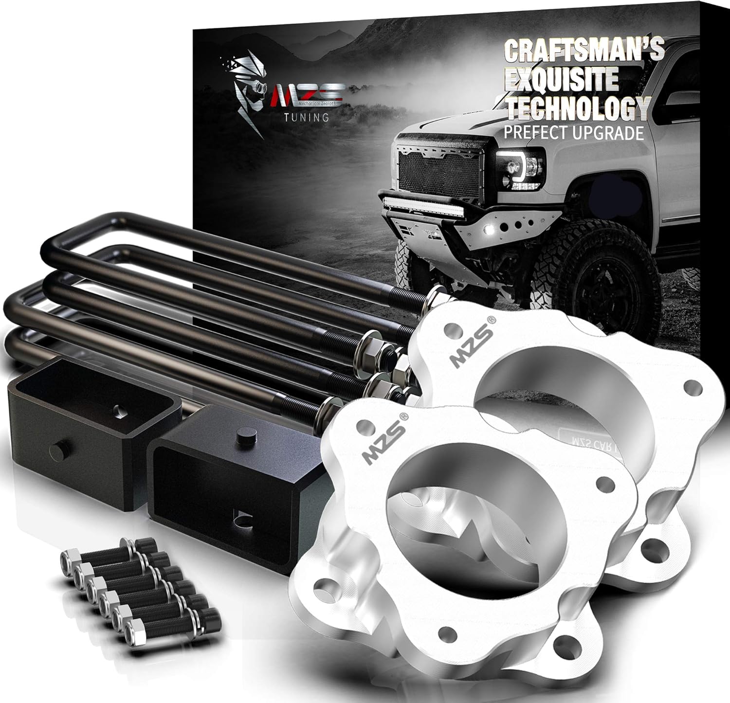 MZS Leveling Kit 2 inch Rear Suspension Lifts Compatible with 2007-2019 Silverado 1500/Sierra 1500 2WD 4WD (2019 ONLY fit old body) Pack of 2