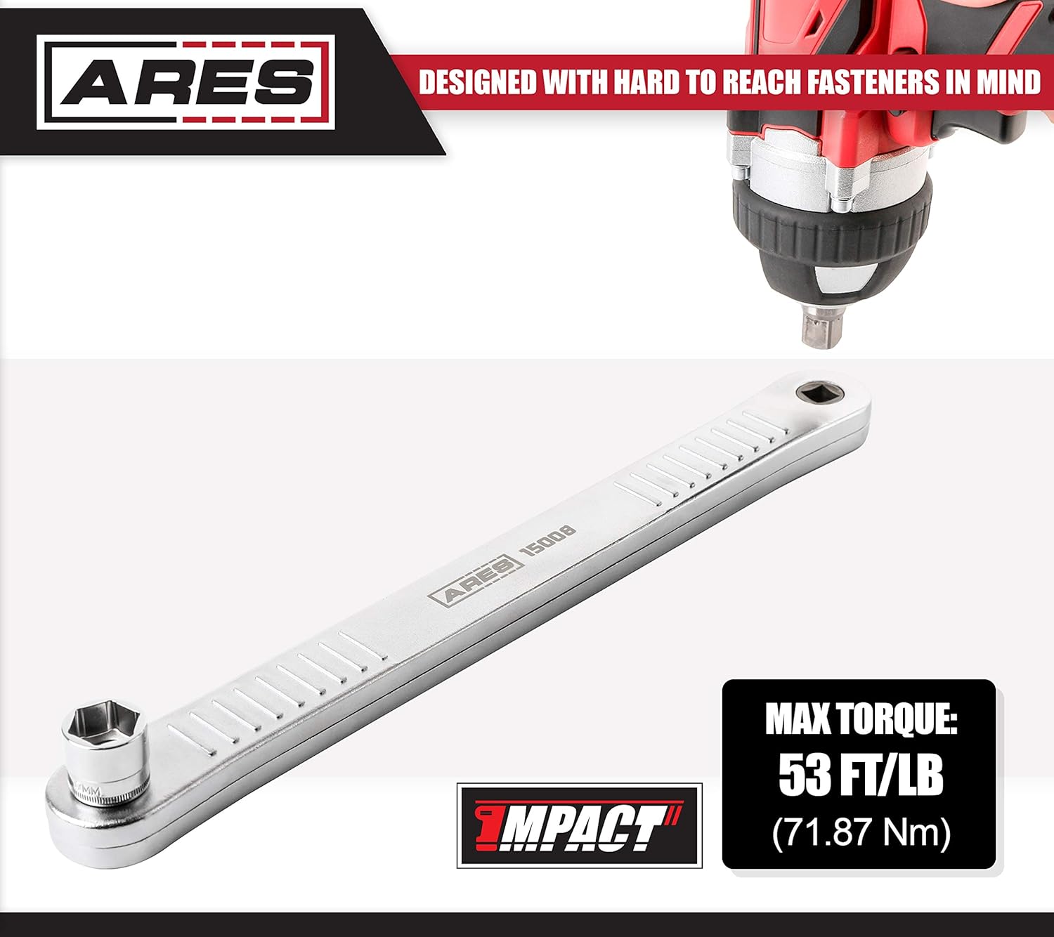 ARES 15008 - Impact Ready Offset Extension Wrench & Low Profile Socket Set