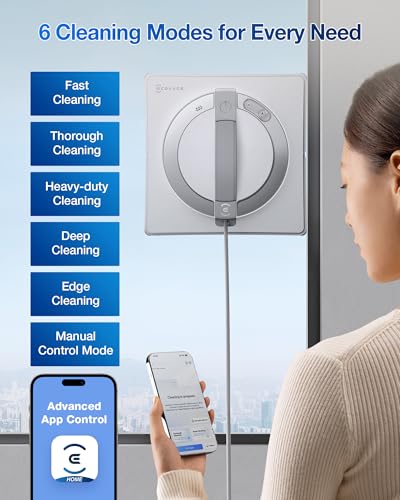 ECOVACS Winbot W1 Pro Window Cleaning Robot, Intelligent Cleaning with Dual Cross Water Spray Technology, Win SLAM 3.0 Path Planning