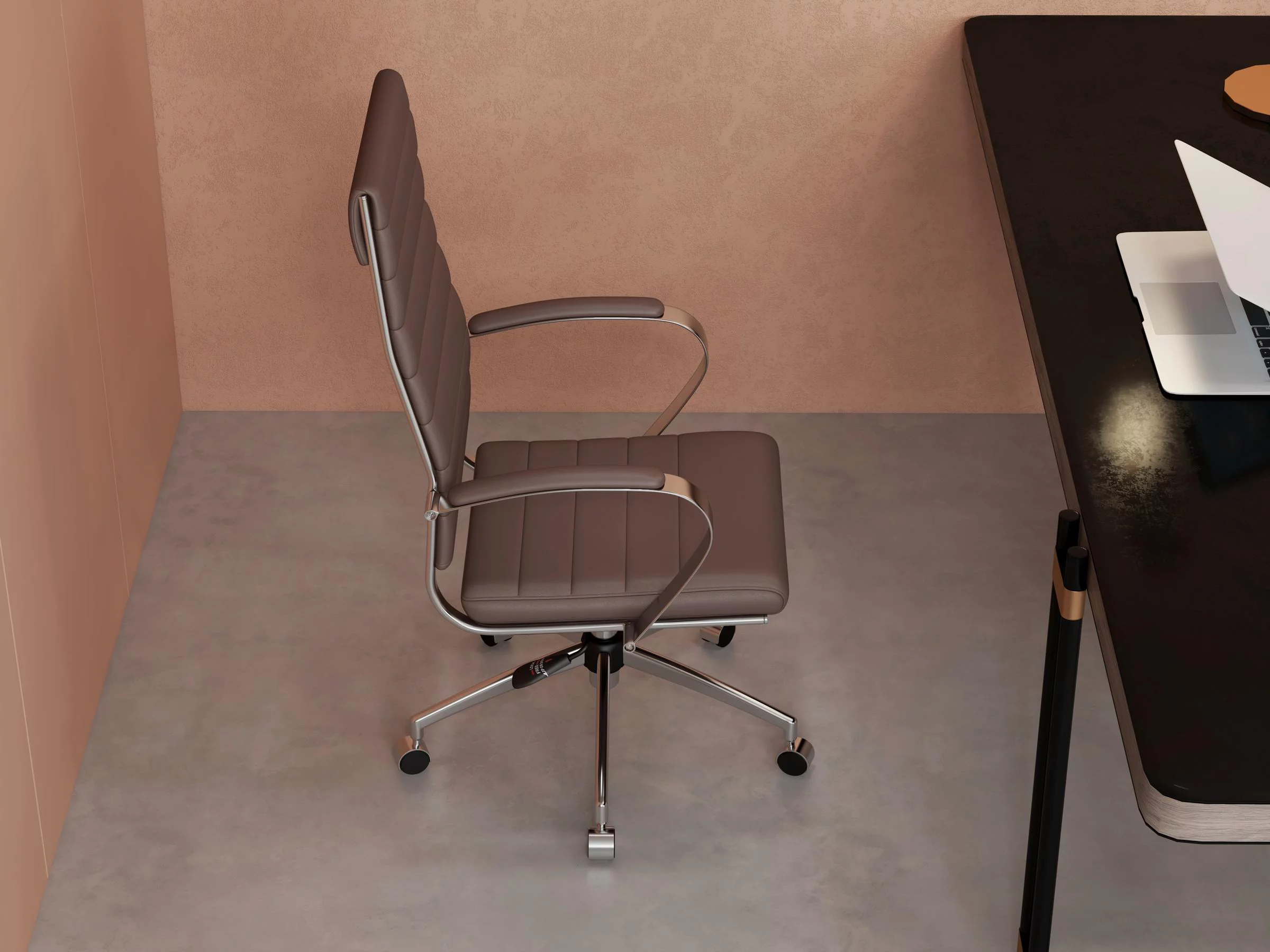 LUXMOD High Back Executive Office Chair with Armrest Adjustable Swivel Chair Brown Leather Office Chair Modern Office Chair Ergonomic Desk Chair for