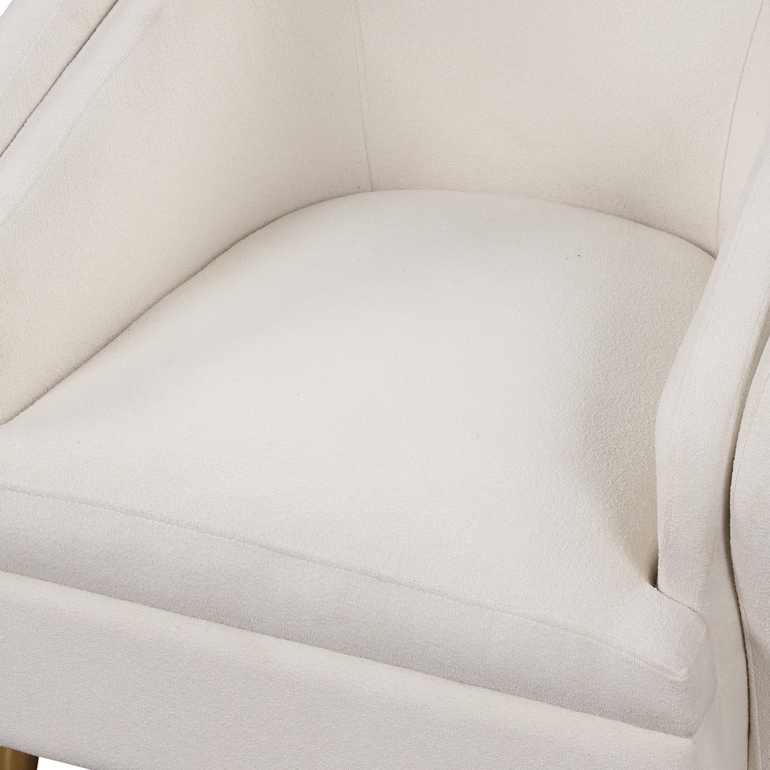 Churanty Barrel Accent Chair Elegant Velvet Tub Chair with Arm,Metal legs and Pillow for Living Room Bedroom,White