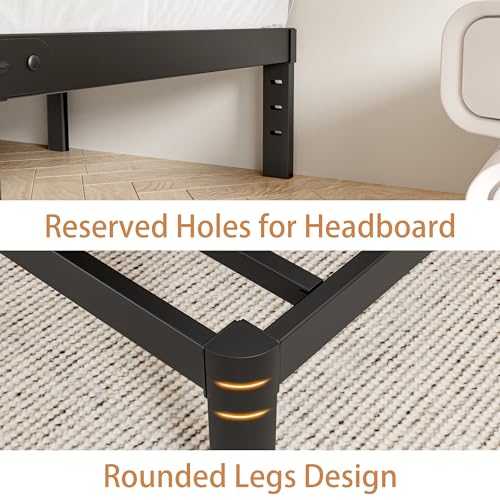 Full Size Bed Frame No Box Spring Needed, 14 Inch Metal Full Bed Frame, DIY Headboard Holes, Heavy Duty Steel Support 3500 LBS, Noiseless