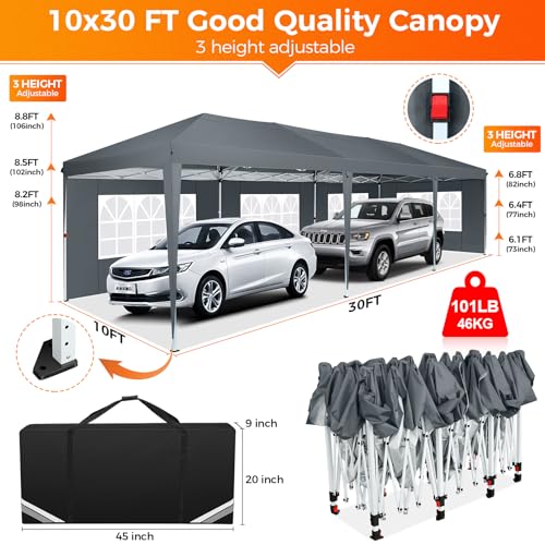 COBIZI 10x10 Pop up Canopy Tent Protable Canopy Tent with 4 Sidewalls Waterproof Commercial Instant Shelter for Parties, Wedding