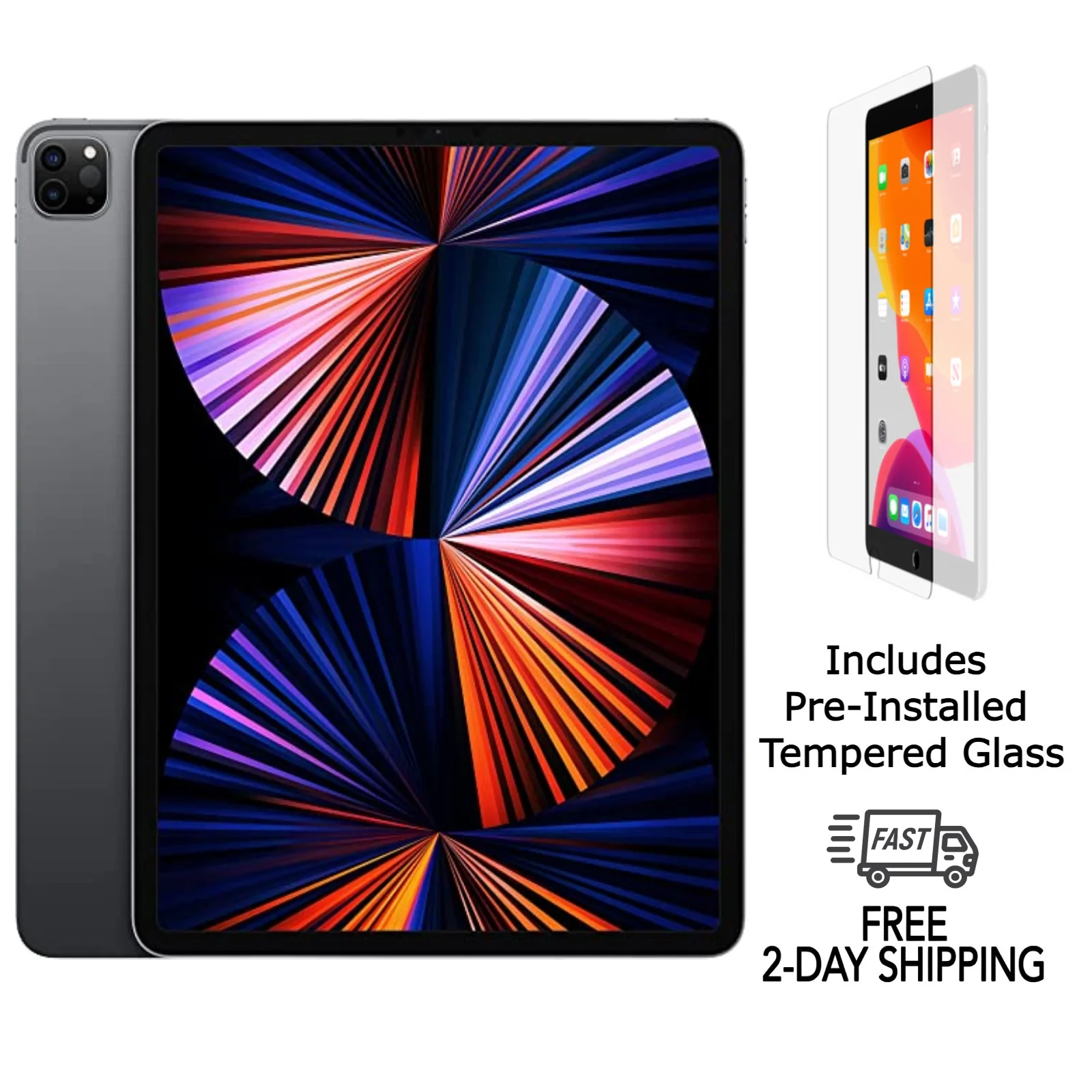 Restored Apple iPad Pro 12.9" (5th Gen) A2378 (WiFi) 1TB Space Gray w/ Pre-Installed Tempered Glass (Refurbished) - Curated Treasures Market