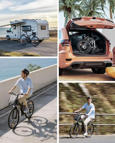 isinwheel M40 Folding Electric Bike for Adults 500W Ebike with Basket, Dual USB Charging Ports, Full Suspension, 7 Speed Gearshift