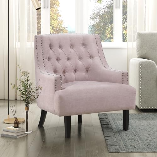 Lexicon Accent Chair Reading Chair Comfy Chair for Bedroom, Upholstered Armchair with Solid Wood Frame, Tufted Cushion Nail Head Trim
