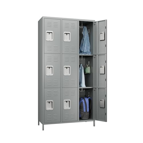 6 Door Metal Storage Locker 18 Hooks,Metal Locker for Employees with Lock for School Garage Office Gym Bedroom,Assembly Required