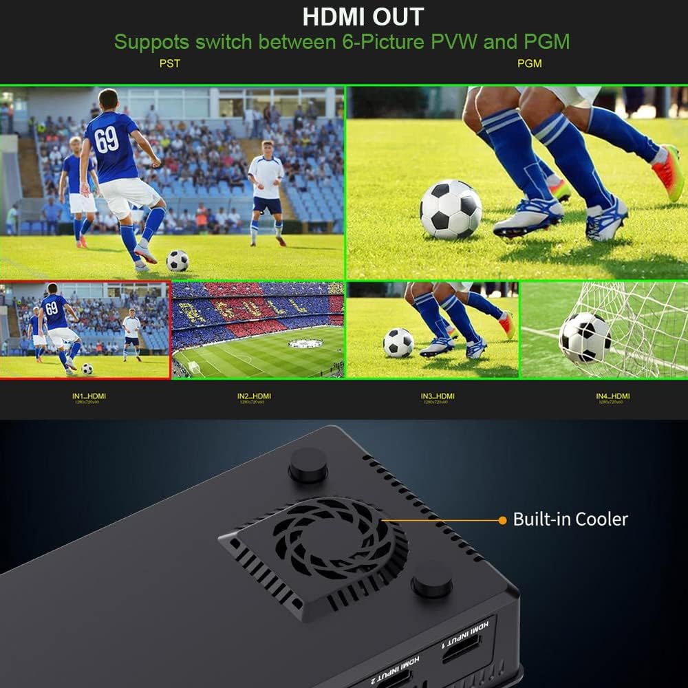 FEELWORLD L2 Plus 5.5 inch Camera Video Mixer Switcher PTZ Controller Chroma Key 4 x HDMI Inputs USB 3.0 Output Format for Live Streaming Built-in