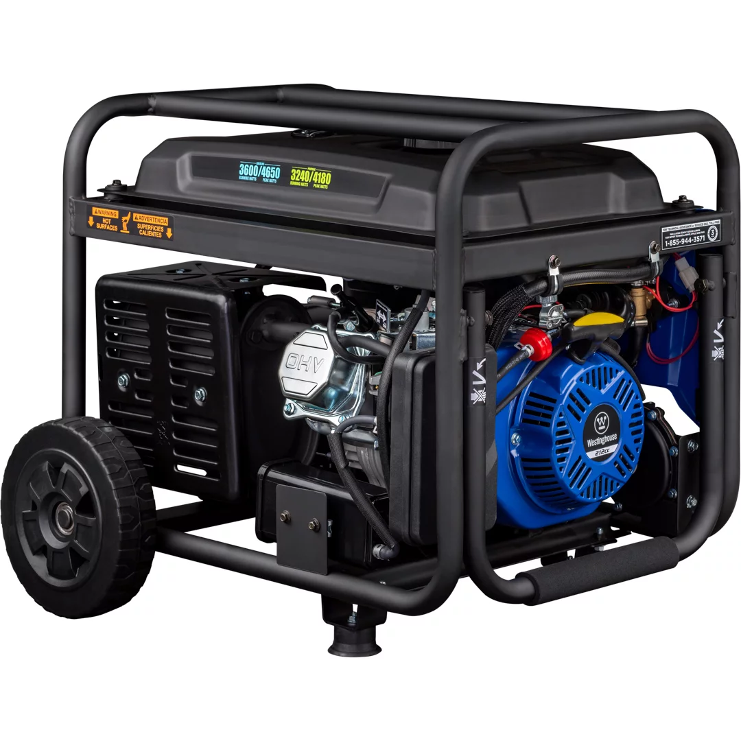 Westinghouse 4650 Peak Watt Dual Fuel Portable Generator, Remote Electric Start, RV Ready Outlet, CO Sensor