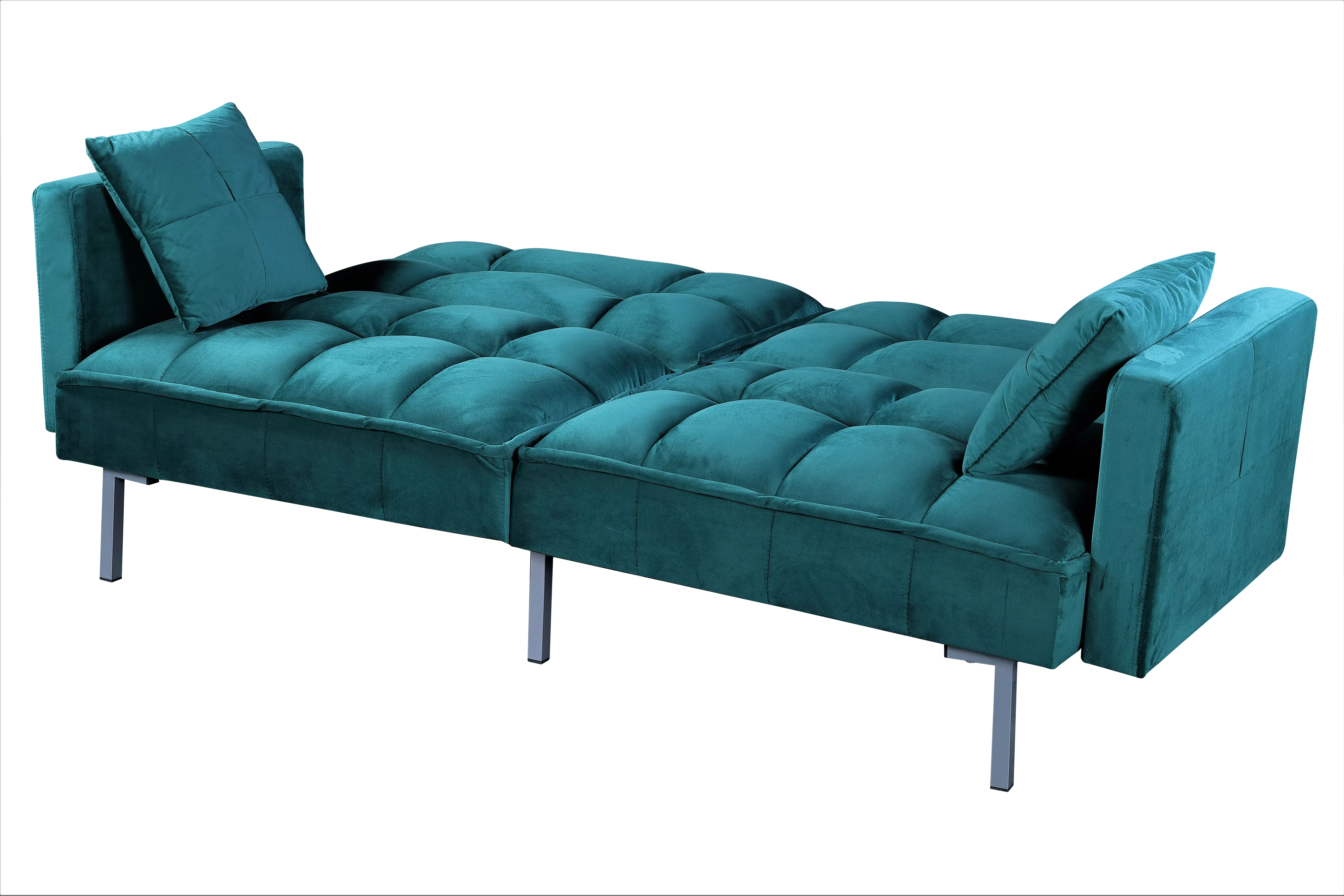 Uspridefurniture Bernal 75.6"W Velvet Futon Sofa Bed Sleeper, Blue