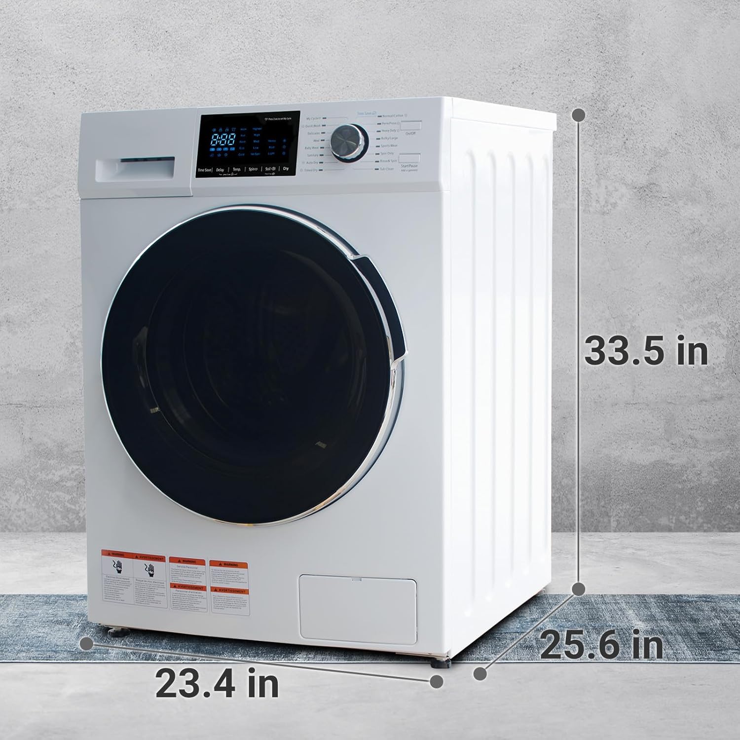 24" All-in-One Washer and Dryer Combo, 2.7 Cu.Ft Front Load Ventless Washer Dryer with 26.5 Lbs Loading Capacity, Compact Size, LED Display