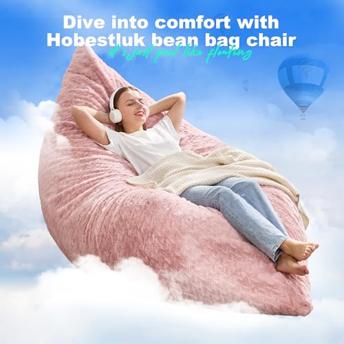 Hobestluk 3 in 1 Bean Bag Chair Giant Bean Bag Chairs Convertible Bean Bag Floor Cushion with Machine Washable Cover