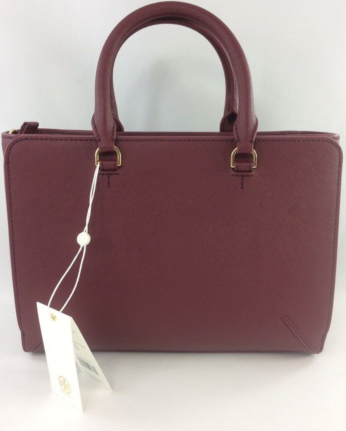 Tory Burch Emerson Small Zip Tote Leather Shoulder Handbag In Imperial Garnet