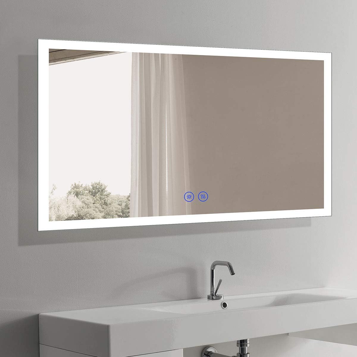 Dimmable LED Bathroom Mirror with Anti-Fog Function, 36x28 in Vertical & Horizontal Mount Illuminated Mirror with Touch Button, CRI>90