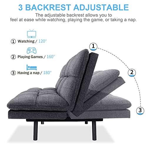 MUUEGM Futon Sofa Bed Modern Convertible Futon Couch Memory Foam Sleeper Sofa,Loveseat Couch with Adjustable Armrest Backrest for Living Room