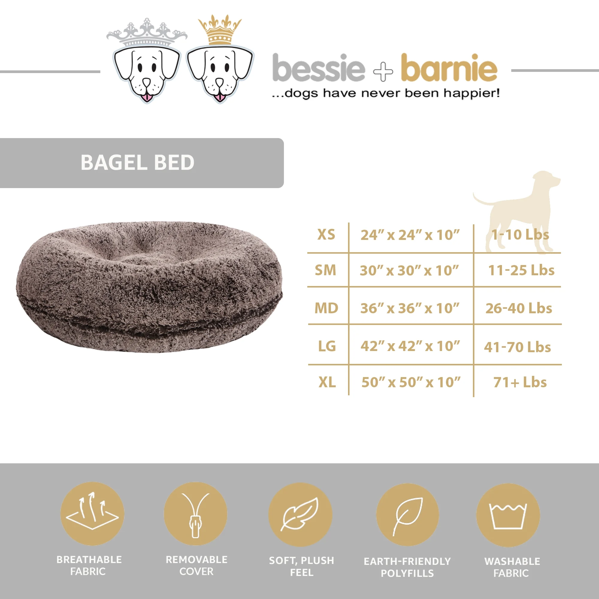 Bessie and Barnie Signature Midnight Frost Luxury Shag Extra Plush Faux Fur Bagel Pet/ Dog Bed