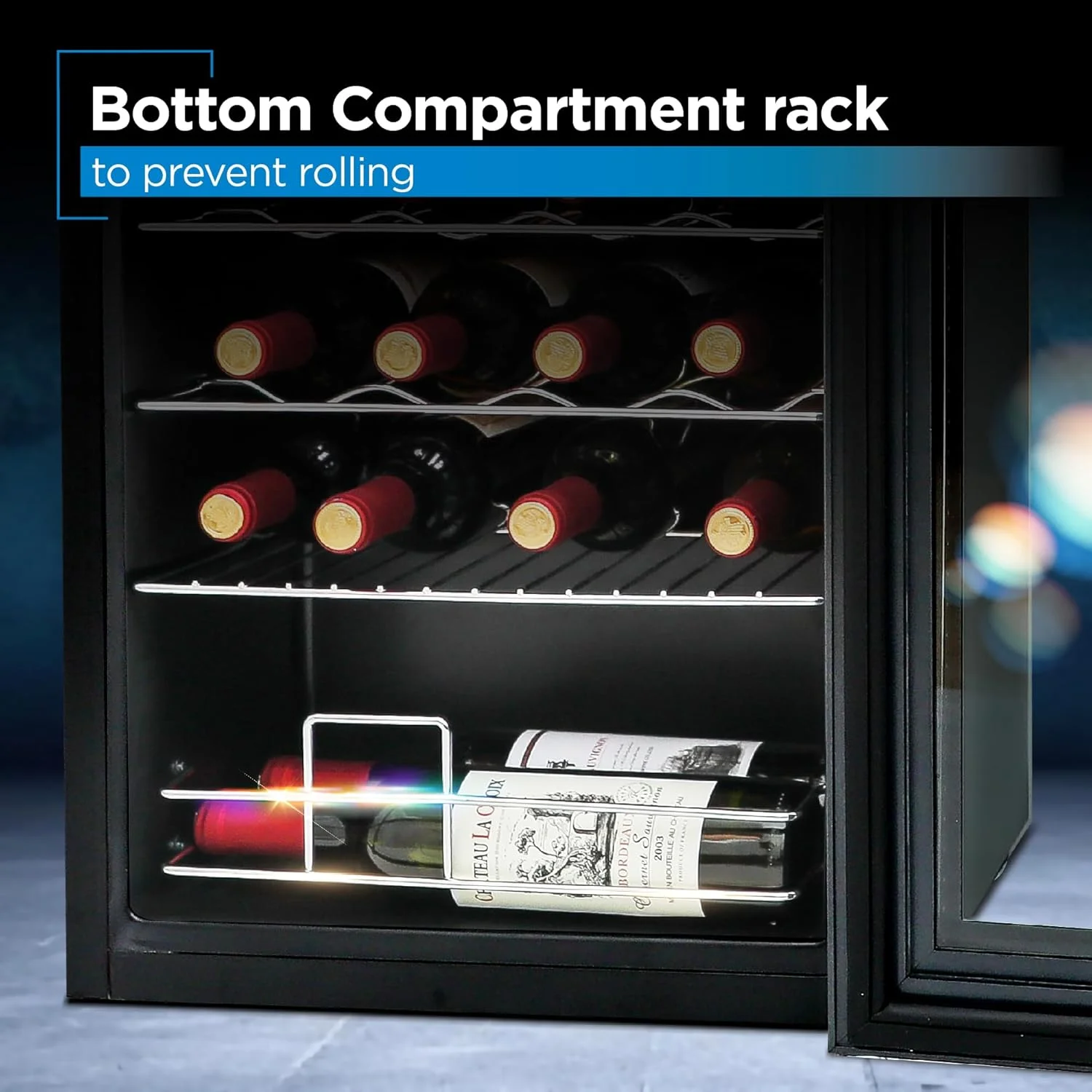 FJU 24 Bottle Wine Fridge with LED Display, Compressor Cooling Refrigerator with Interior Light