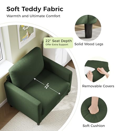 Sofa Accent Chair, 33" Reading Chair for Bedroom, Tool-Free Setup Living Room Accent Chairs, Comfy Arm Chairs Living Room, All-Wood Reading Nook